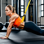 TRX for Core Strength and Balance**

"A woman in athletic wear, fully clothed, performing a TRX plank exercise in a well-lit gym. Focus on core engagement and stability. Background includes other gym equipment. Perfect anatomy, correct proportions, natural pose, safe for work, appropriate content, fully clothed, professional."

**