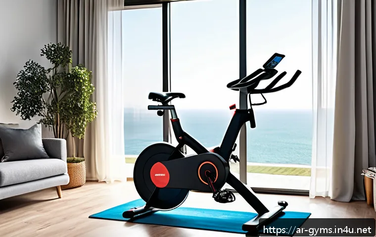 집에서 할 수 있는 유산소 운동기구 - A modern home gym setup in a bright, spacious living room designed for an Arabic-speaking user, feat...