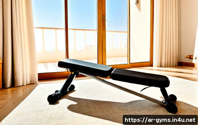 Home 17 복부 운동기구 TOP5 - Photorealistic home fitness comparison scene featuring five distinct abdominal exercise devices neat...